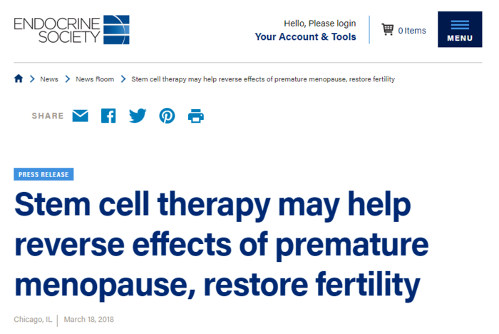 干細胞療法可能有助于逆轉(zhuǎn)更年期的影響，恢復(fù)生育能力